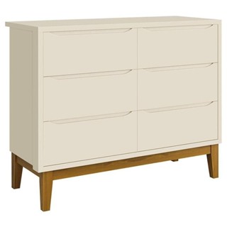 Cômoda Infantil 6 Gavetas Classic Areia Acetinado Com Pés Madeira - Reller em Oferta na Shopee