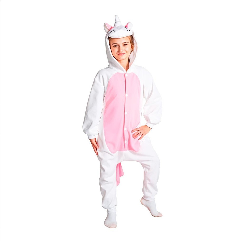 Detalhes do Fantasia Macacão de Unicórnio Kigurumi Infantil Branco e Rosa Com Capuz