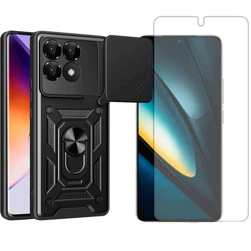 Capa Anel Para Xiaomi Poco F6 Pro 5G + Pelicula Hidrogel