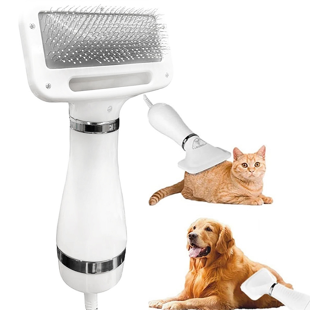Escova Secadora Pet - Secador Pet Portátil Profissional 2 Em 1 Banho e Tosa Cachorro e Gato 110v