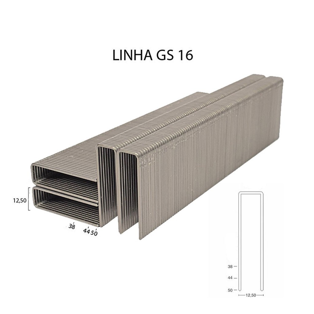 Grampo GS 16 50mm para Grampeador Pneumático GS 16/50 Guara com 9.728 unid.