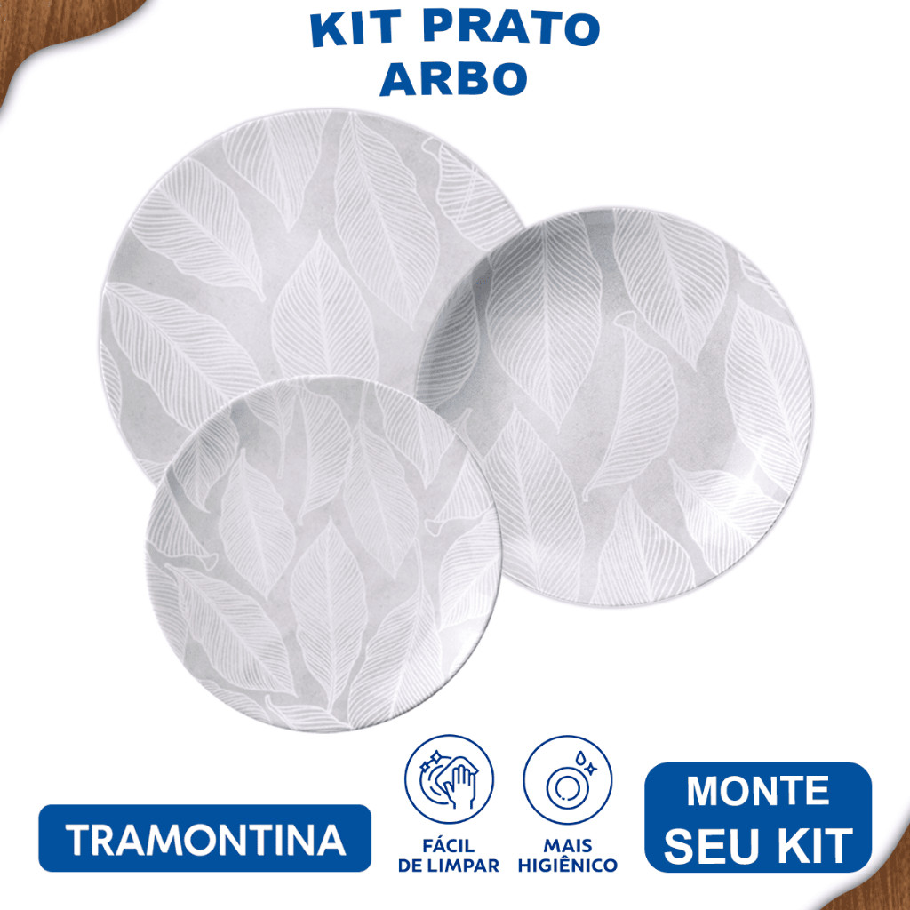 Aparelho de Jantar Arbo Tramontina Jogo de Pratos Rasos, Fundos e Sobremesa com Opções de ...