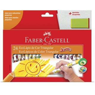 Lápis de cor 24 cores Jumbo triangular 123024AP Faber-Castell em Oferta na Shopee
