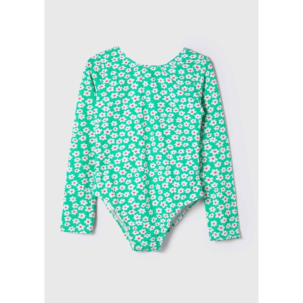 Maiô Infantil Manga Longa Floral Hering Kids