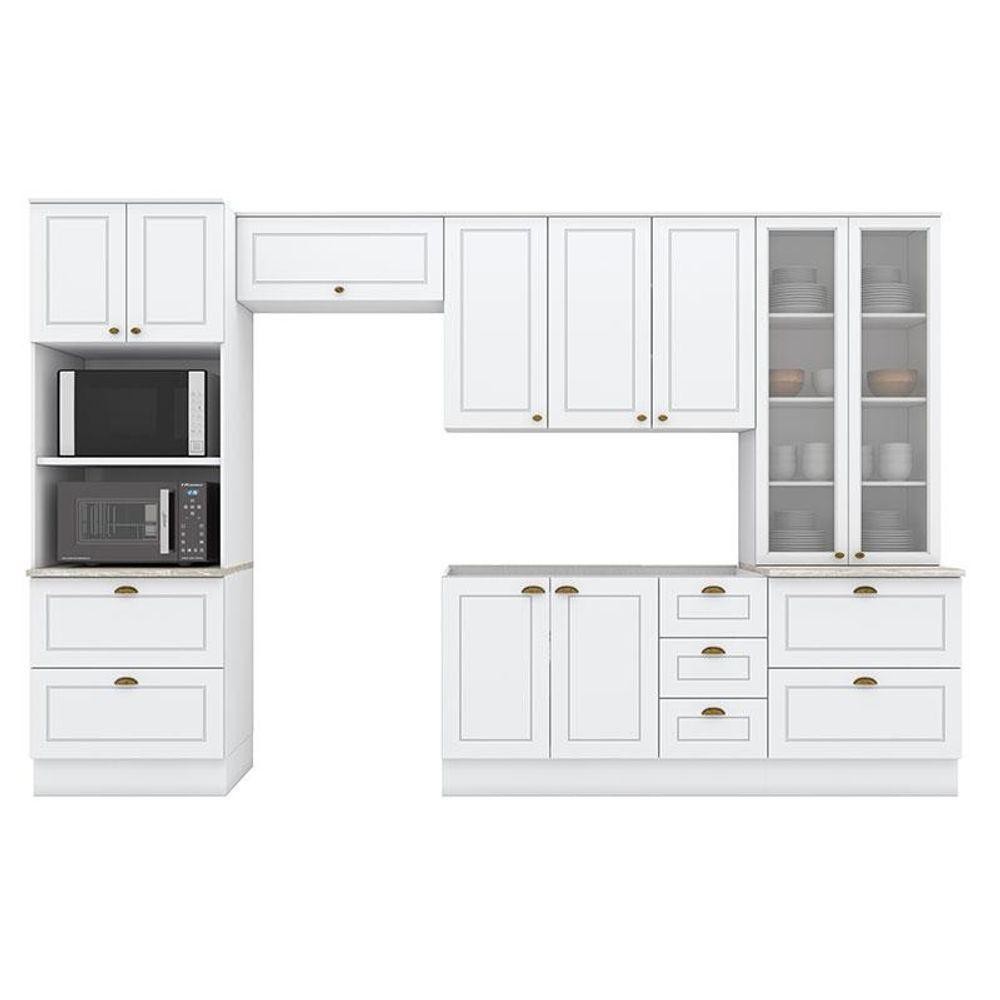 Cozinha Modulada Americana 5 Peças Com Cristaleira Branco Hp - Henn em Oferta na Shopee