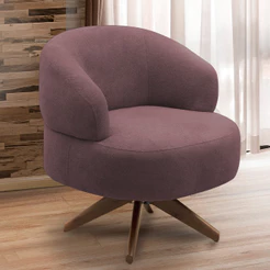 Poltrona Decorativa Giratória Sala de Estar Living Seven F04 Veludo Lilás - Lyam Decor