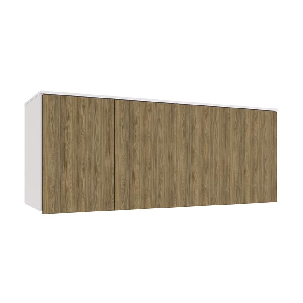Armário Aéreo 4 Pts Kappesberg Adapt Branco/Nogueira 175cm - Home & Living