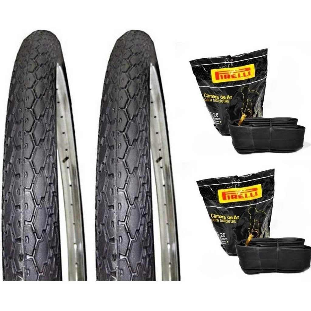 Par De Pneu Bike 26x1.1/2 Barra Forte Manga Turbo+2câmera 26 em Oferta na Shopee