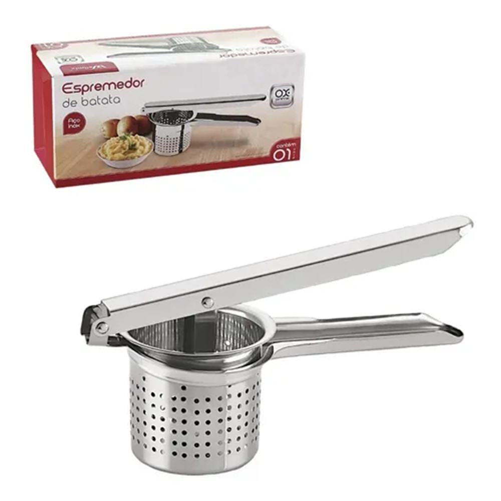 Espremedor De Frutas e Legumes Amassador De Batatas Triturador Manual Aço Inox Acessório Cozinha Resistente