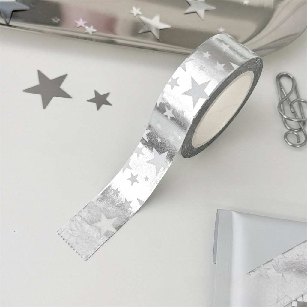 Fita Adesiva Estrela Prateada De 15 Mm DIY Decoração De Álbum De Recortes