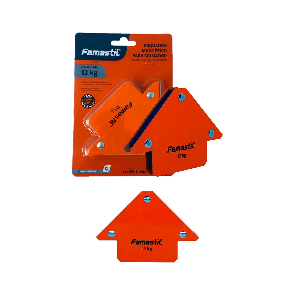 Kit 2 Esquadro Magnético Famastil para Solda 12Kg | fixação precisa, resistente, prática utilização