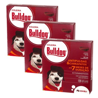 Kit 3 Bulldog Coleira Antipulgas e Carrapatos Coveli para Cães - 64 cm em Oferta na Shopee