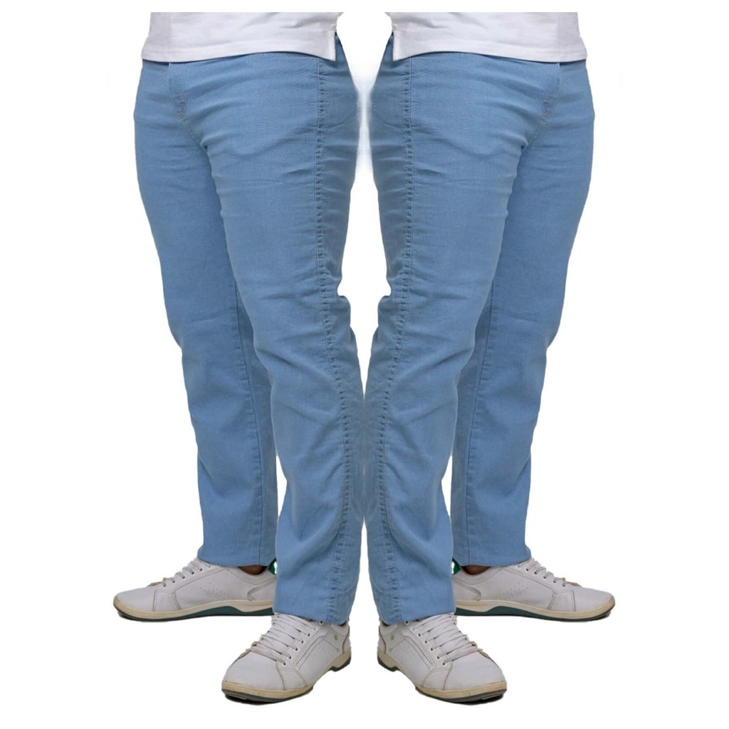 KIT 2 Calça Masculina Jeans Slim Fit Azul Claro c/ alta Elasticidade - Lycra Elastano Premium