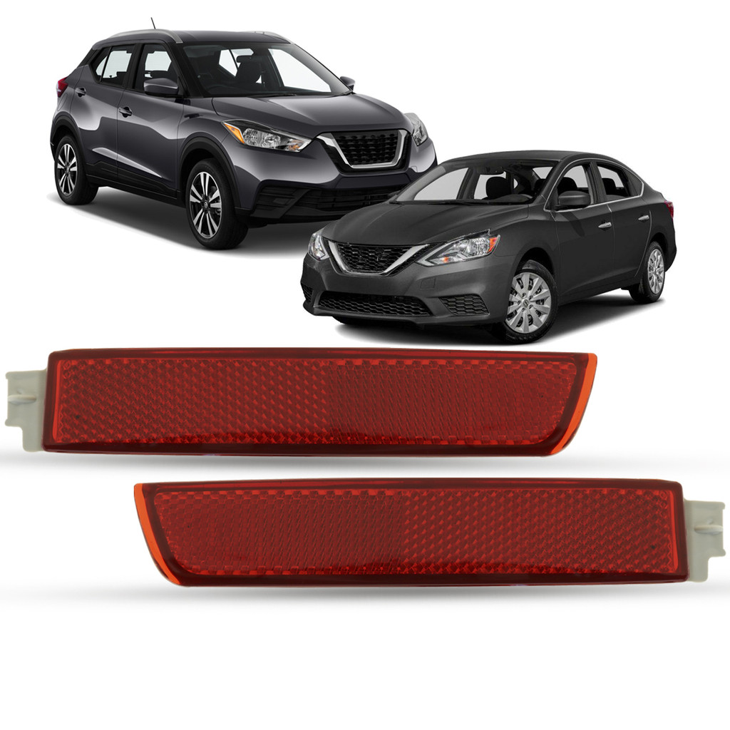 Par Refletor Lanterna Parachoque Traseiro Olho de Gato Nissan Kicks 2016 a 2022 Sentra 2013 a 2020