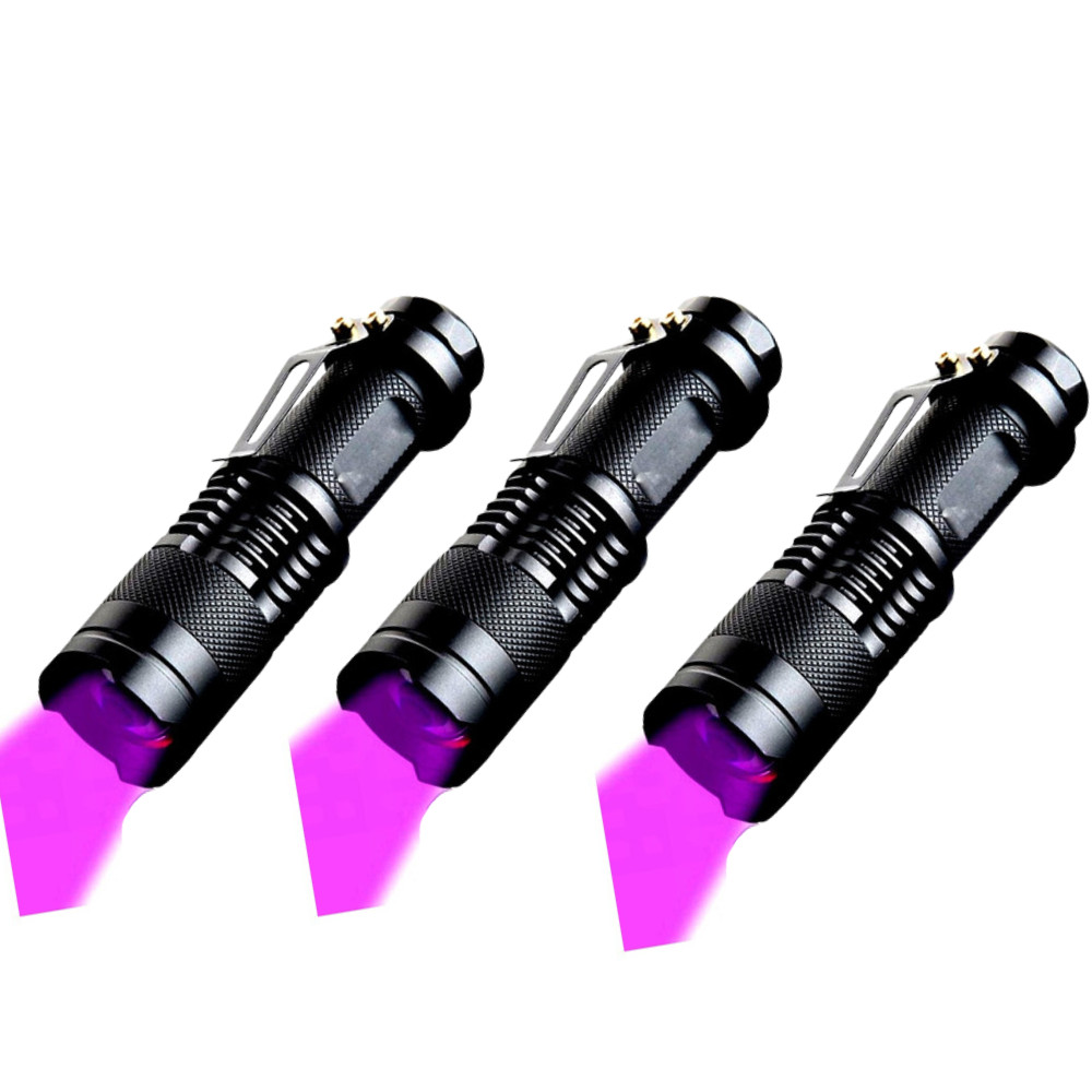 Kit 3 Lanterna LED Mini Ultra Violeta Potente Recarregável Luz Negra
