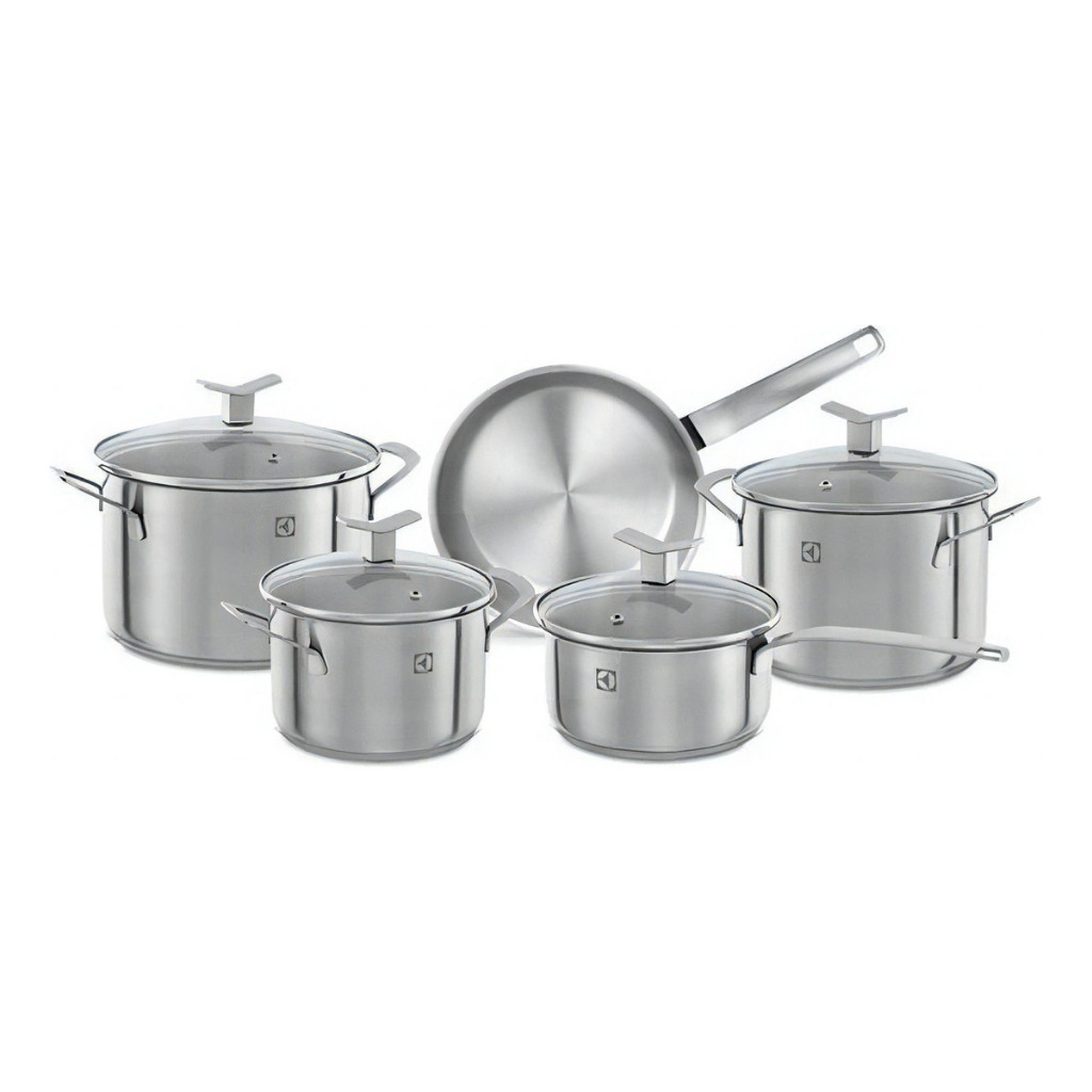 Conjunto de Panelas em Aço Inox Electrolux com 5 Peças em Oferta na Shopee