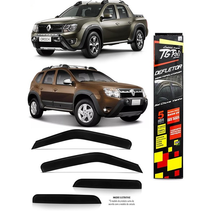 Calha Chuva Defletor TG Poli Renault Duster 2011 à 2019 Oroch 2015 Em Diante - 4 Portas