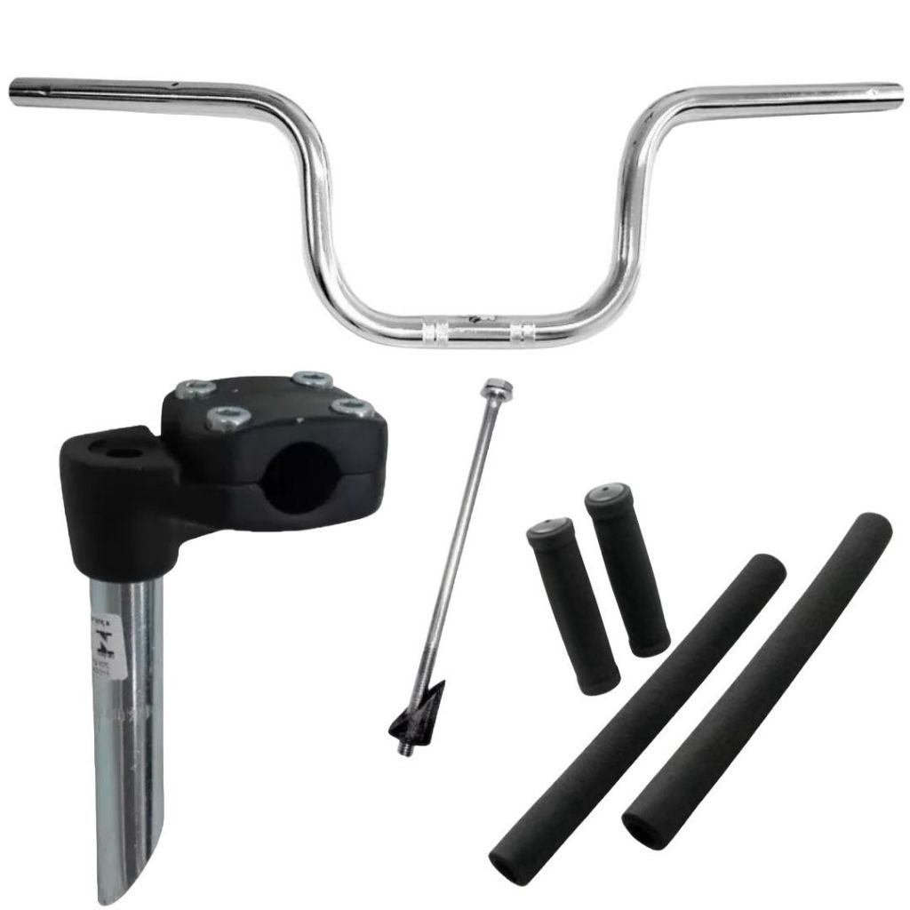 Guidão Cg Titan Cromado para Bicicleta + Suporte Mesa + Jogo de Espuma de bike em Oferta na Shopee