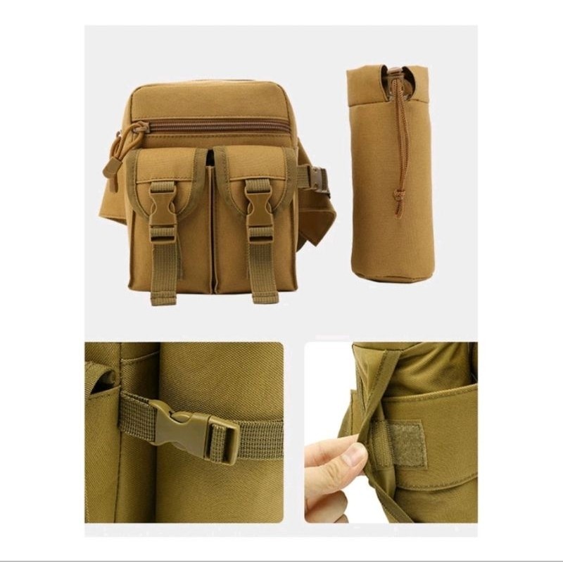Detalhes do Pochete masculina de nylon impermeável Bolsa de cintura militar tática do exército, caminhadas ao ar livre