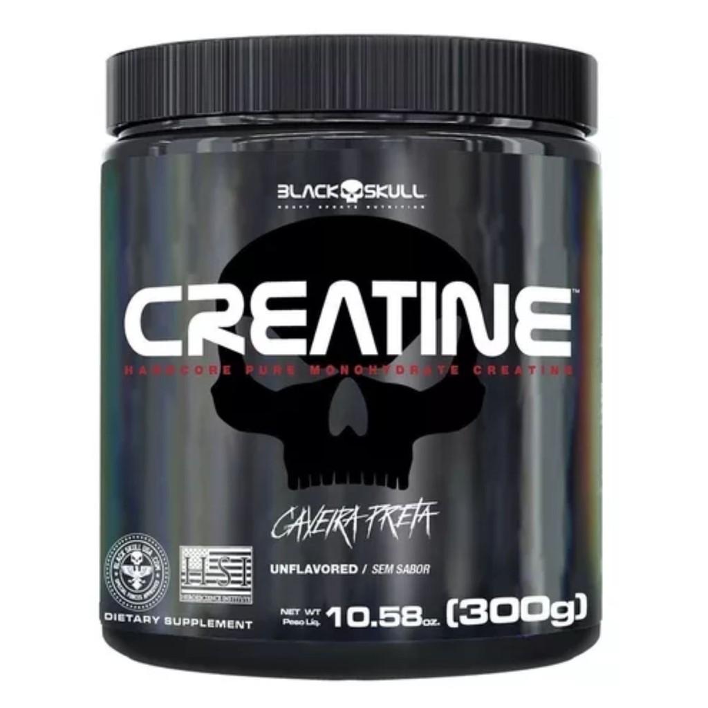 Creatina Monohidratada Creatine 300g Blackskull em Oferta na Shopee