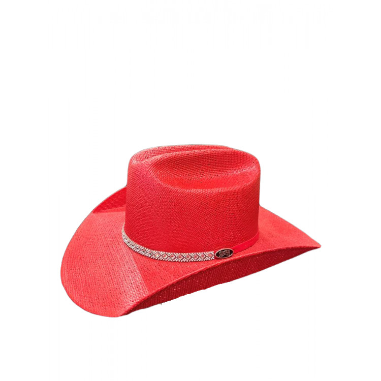 Chapéu Dallas Infantil Juta Vermelho c/ Banda Strass Ref. 13000