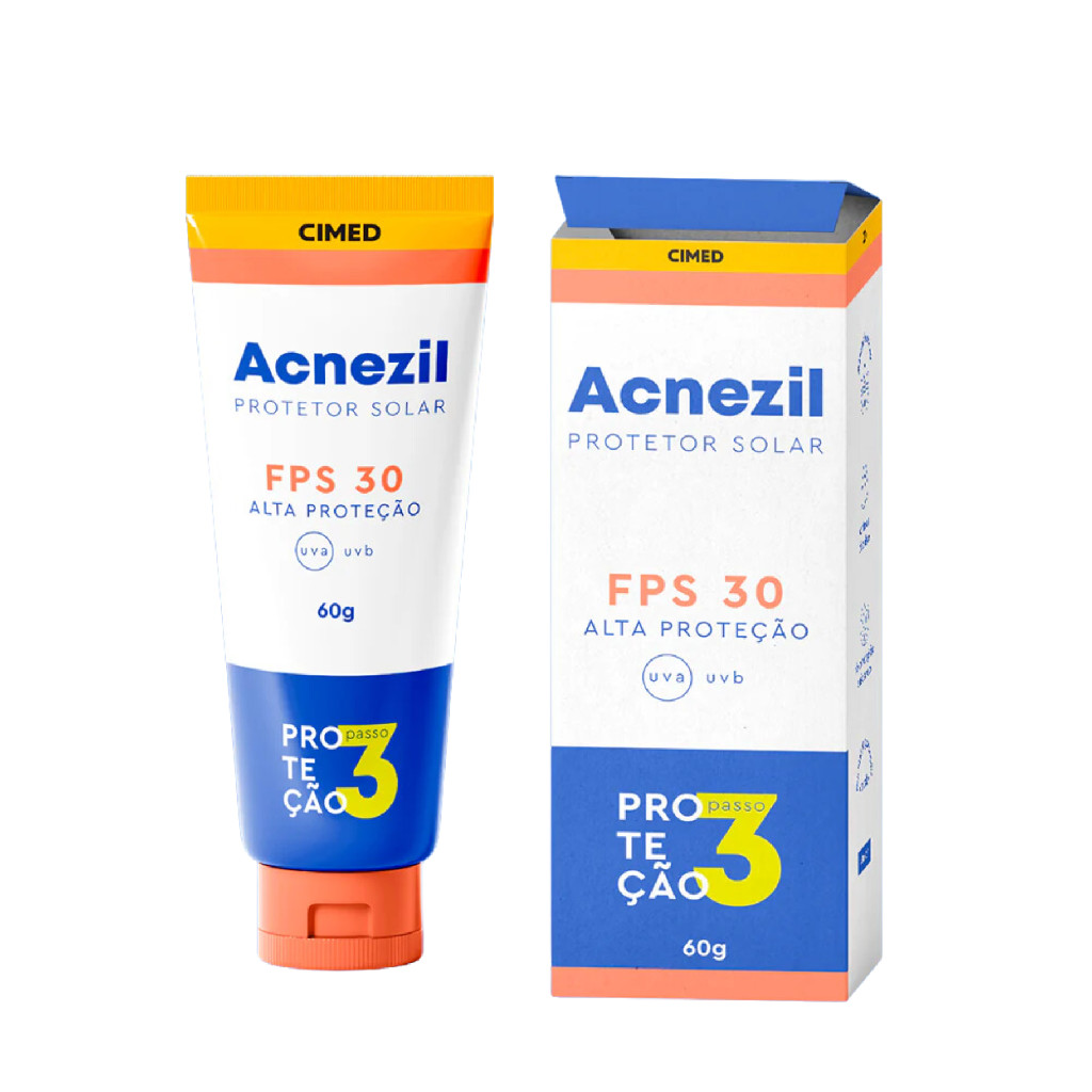 Protetor Solar FPS 30 Acnezil Cimed Com 60 Gramas em Oferta na Shopee