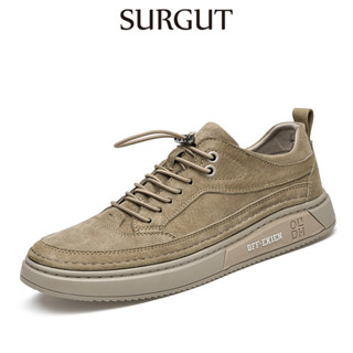 SURGUT Sapatos Casuais Masculinos De Couro Dividido , Leve , Macio , Antiderrapante , Resistente Ao Desgaste , Com Cadarço , Tamanho 37-45 em Oferta na Shopee