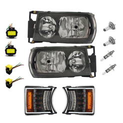 Kit Farol Seta Pisca Led Mascara Negra Compatível Scania V8 S4 S5 P/G/R 12 Edição Especial