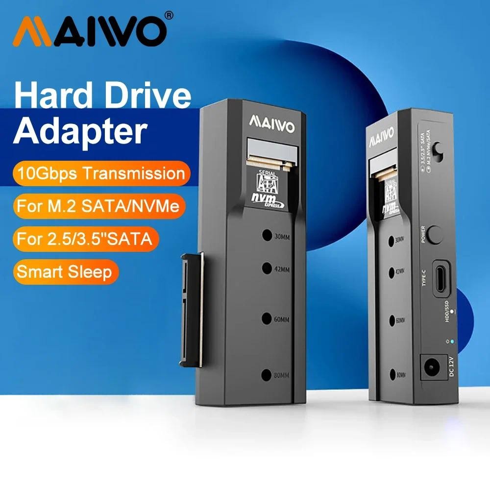 Gabinete SSD MAIWO M2 NVMe NGFF Tipo C 10Gbps PCIe M.2 2,5/3,5 Polegadas Adaptador de Gabinete para HD Externo para PC