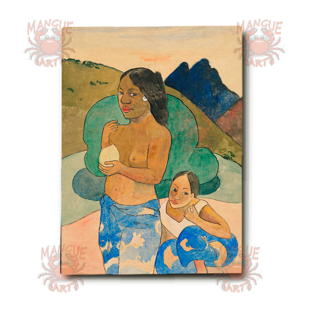 Quadro Decorativo em Tela Acetinada Paul Gauguin Duas Mulheres Taitianas - Arte Clássica, Alta Qualidade.