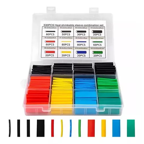 Kit 530 Tubo Termo Retrátil Com Caixa Com Divisórias Alta Qualidade