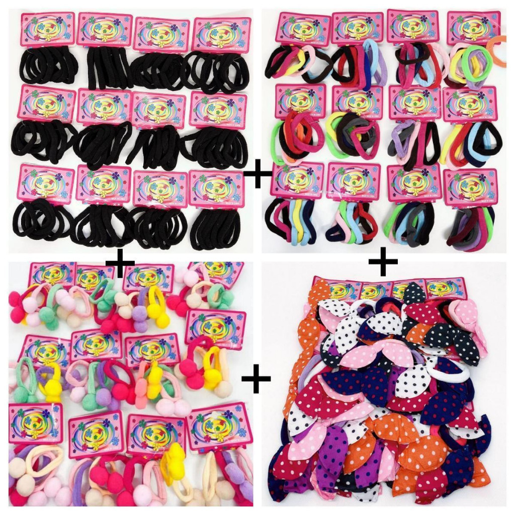 KIT 4 Pacotes tem 48pcs Rabicó Meia Coelho+48pcs Pom Pom coloridos+72pcs preto+72pcs coloridos