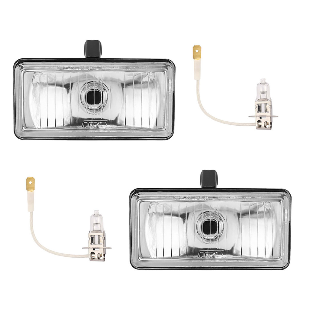 2 Farol Milha Retangular Vidro Caminhão + 2 Lâmpadas 24V H3