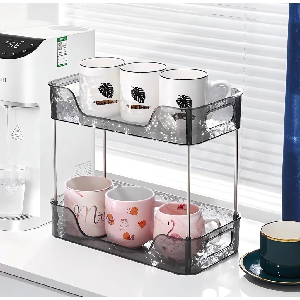 Prateleira 2 Andares Organizador Diamante Acrílico Porta Maquiagem Suporte Multiuso De Mesa YT2501