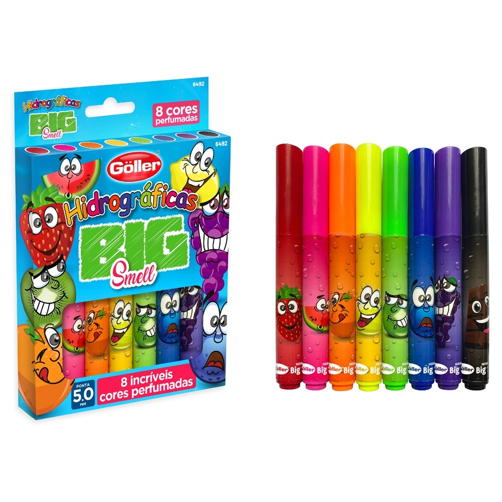 Hidrocor Big Smell Perfumadas 8 Cores Estojo Com 8 Unidades Göller em Oferta na Shopee