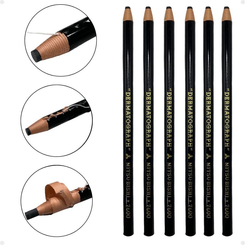 Kit Mitsubishi: 6 Lápis Dermatografico Preto 7600