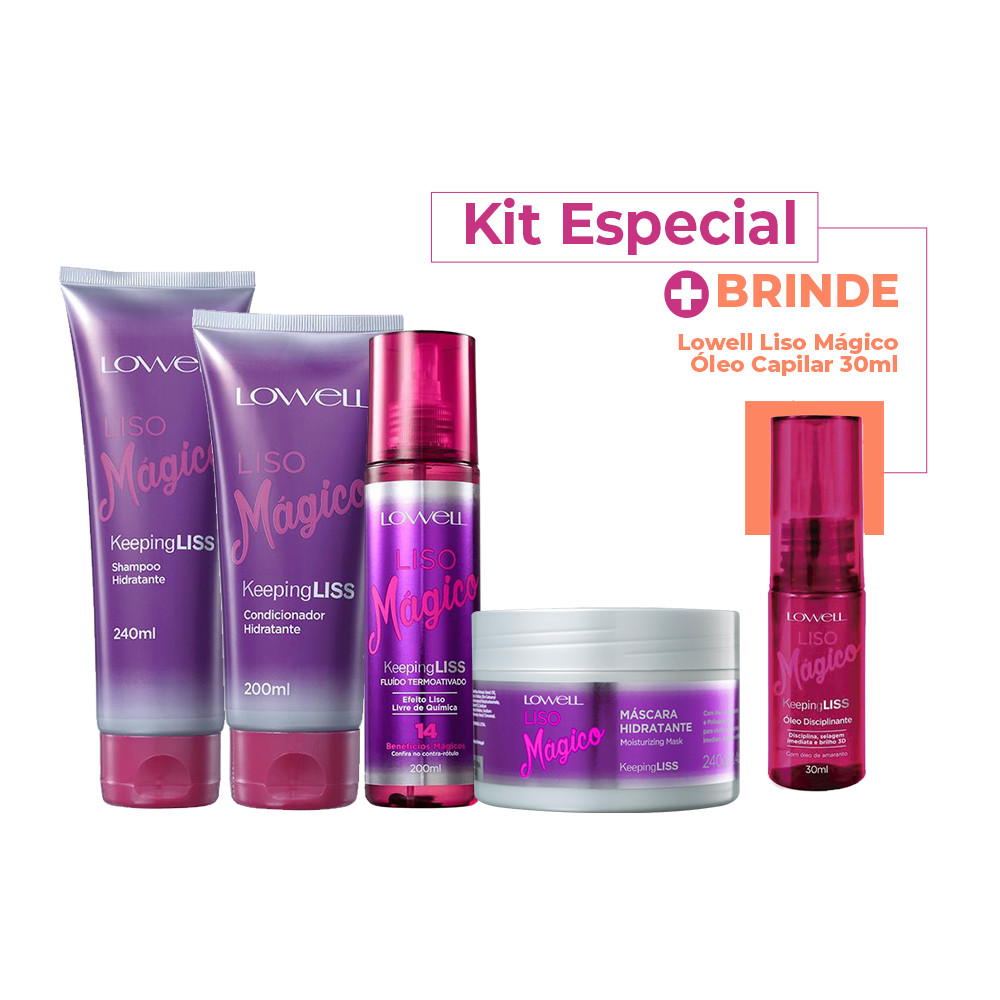 Lowell Keeping Liss Liso Mágico Duo Home Care Fluido 200ml e Mascara Hidratante 240g em Oferta na Shopee