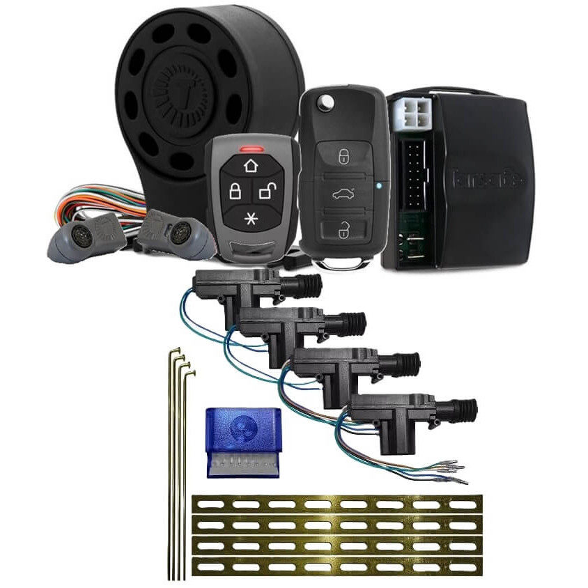 Alarme Carro Taramps Tw20 Chave Canivete Presença + Kit Trava Elétrica 4p