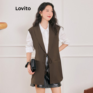 Lovito Blazer elegante simples com amarração frontal para mulheres L106AD471 em Oferta na Shopee