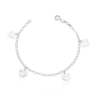 Pulseira feminina prata 925 4 corações pendentes acessórios moda em Oferta na Shopee