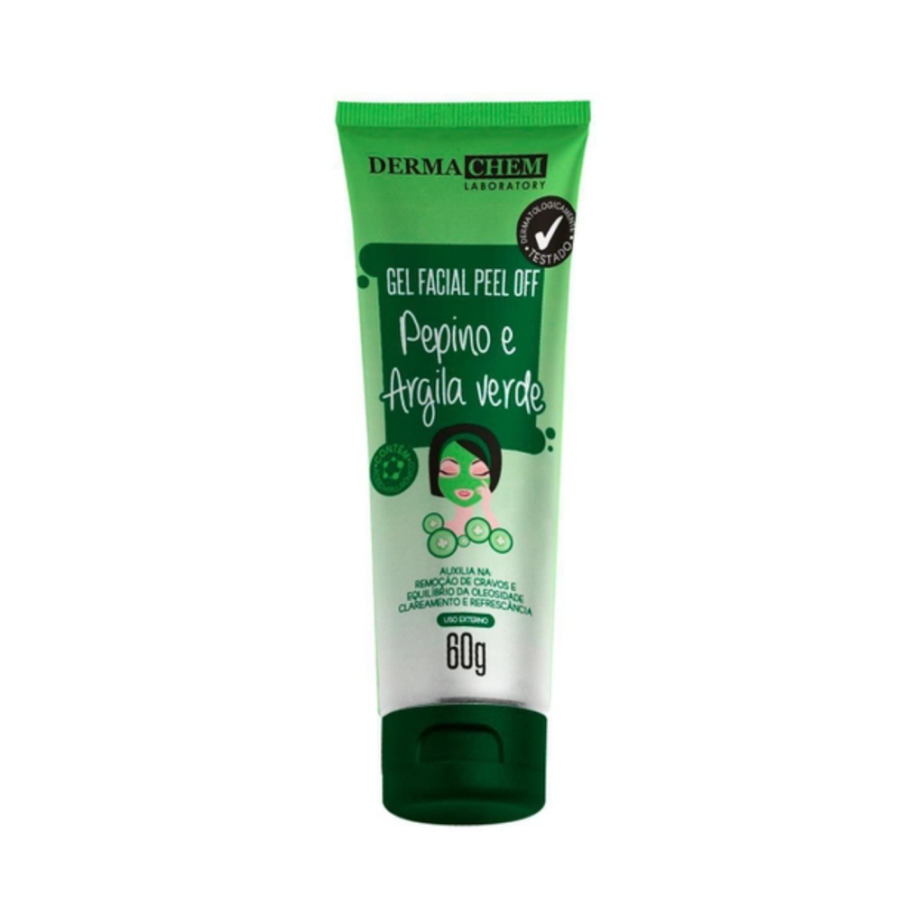 Gel Facial Peel Off Dermachem Pepino e Argila Verde 60g