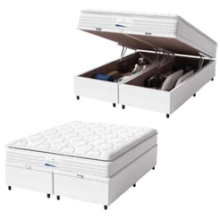Cama Box Baú Casal Queen Colchão Molas Ensacadas Granville Com Pillow Branco Probel