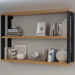 Prateleira Decorativa Industrial 1 Prateleira 100% Mdf Freijó/Preto Fosco F26 - Pradel