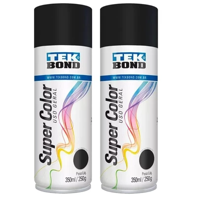 Kit 2 tintas spray preto fosco de uso geral 350 ml - TekBond