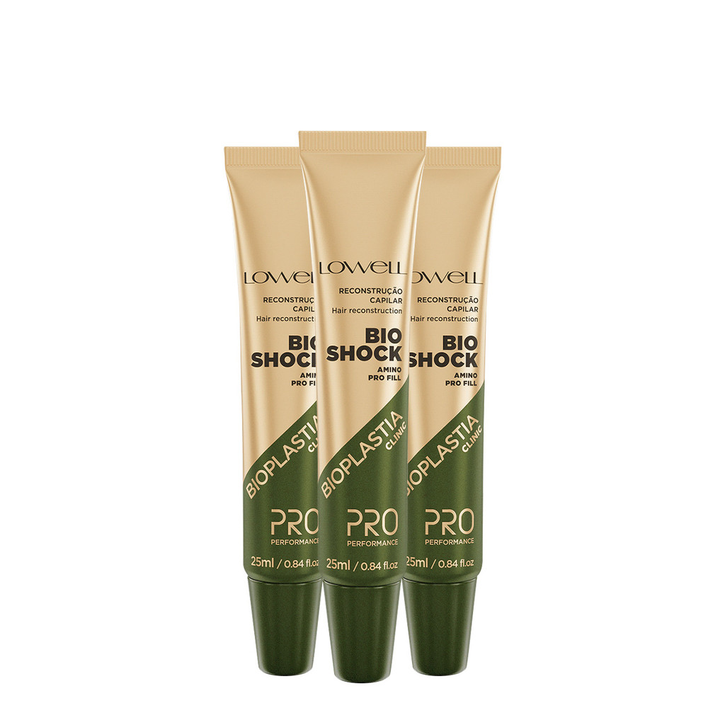 Kit Lowell Bioplastia Clinic Bio Shock Tratamento Reconstrutor Extra (3 unidades) em Oferta na Shopee