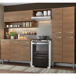 Cozinha Compacta Madesa Emilly Pop Com Armário E Balcão Rustic
