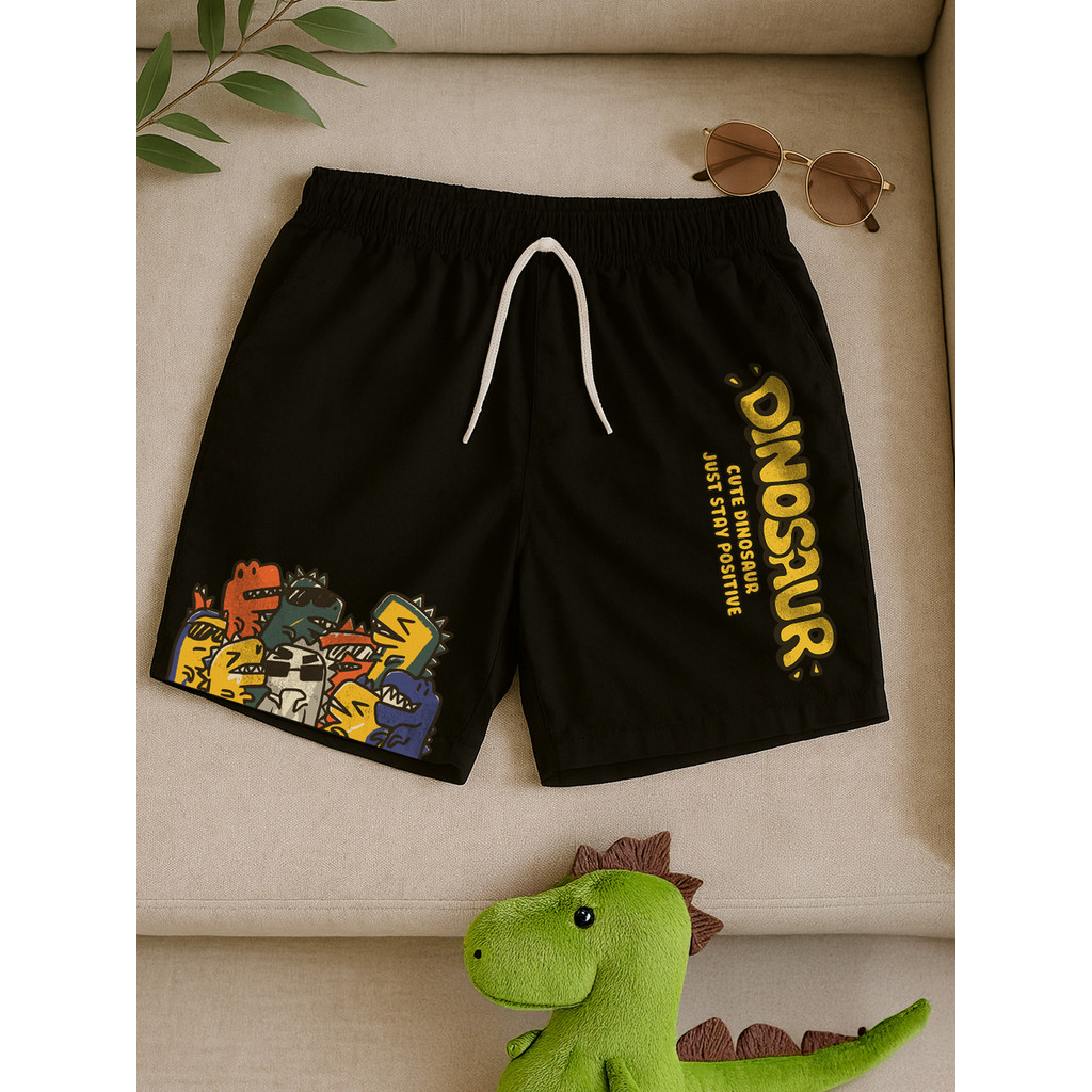 Bermuda Infantil em Moletom Corfortavel Calção estampas modernas Dinosaur Tecido Macio