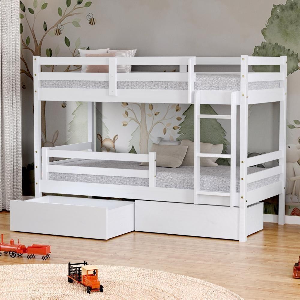 Beliche Solteiro Slim Com 02 Gavetas E Grade De Proteção Madeira Maciça Branco Housin em Oferta na Shopee