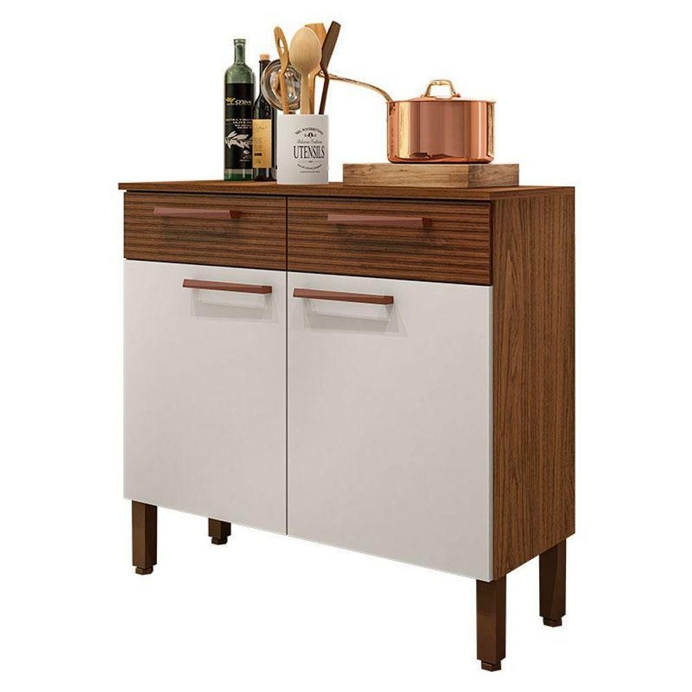 Balcão De Cozinha Nala Nogueira Off White Ripado - Kits Paraná em Oferta na Shopee