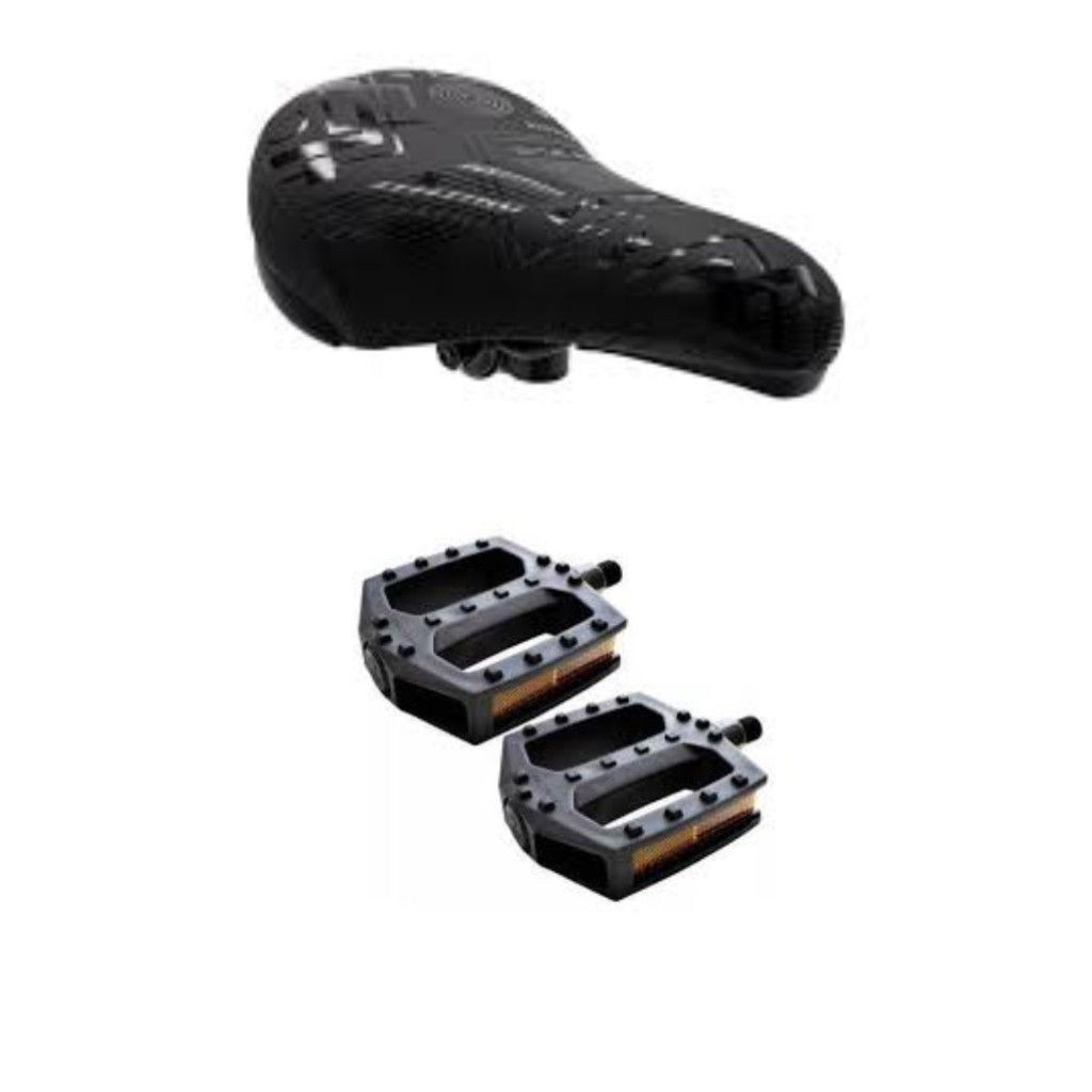 KIT BMX SELIM NITRO + PEDAL PLATAFORMA FREE SPORT PRETO  ROSCA FINA